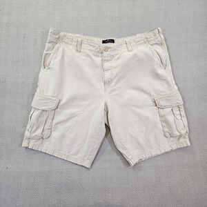 Marc Anthony Linen Blend Cargo Shorts Men's 40 Beige 6 Pockets 11" Inseam